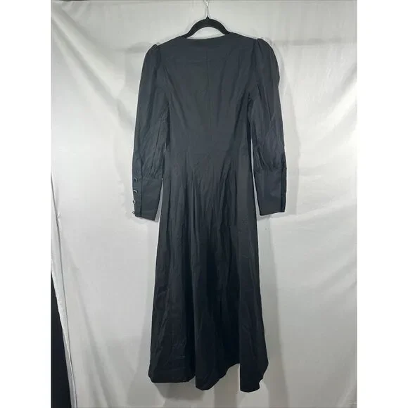 NWT $278 Reformation [‎ 2 ] Halia Long Sleeve Button-Up Dress in Black - Picture 12 of 15